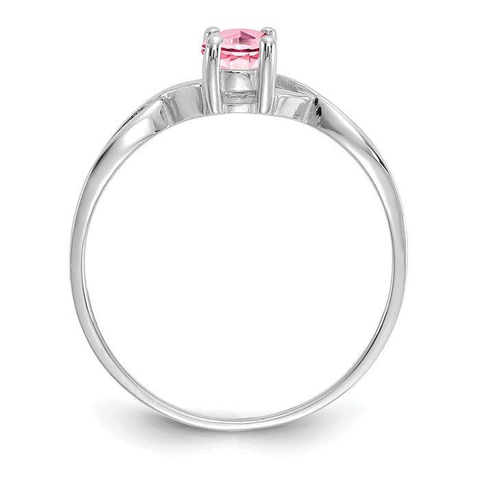14k White Gold Pink Tourmaline Birthstone Ring-XBR429
