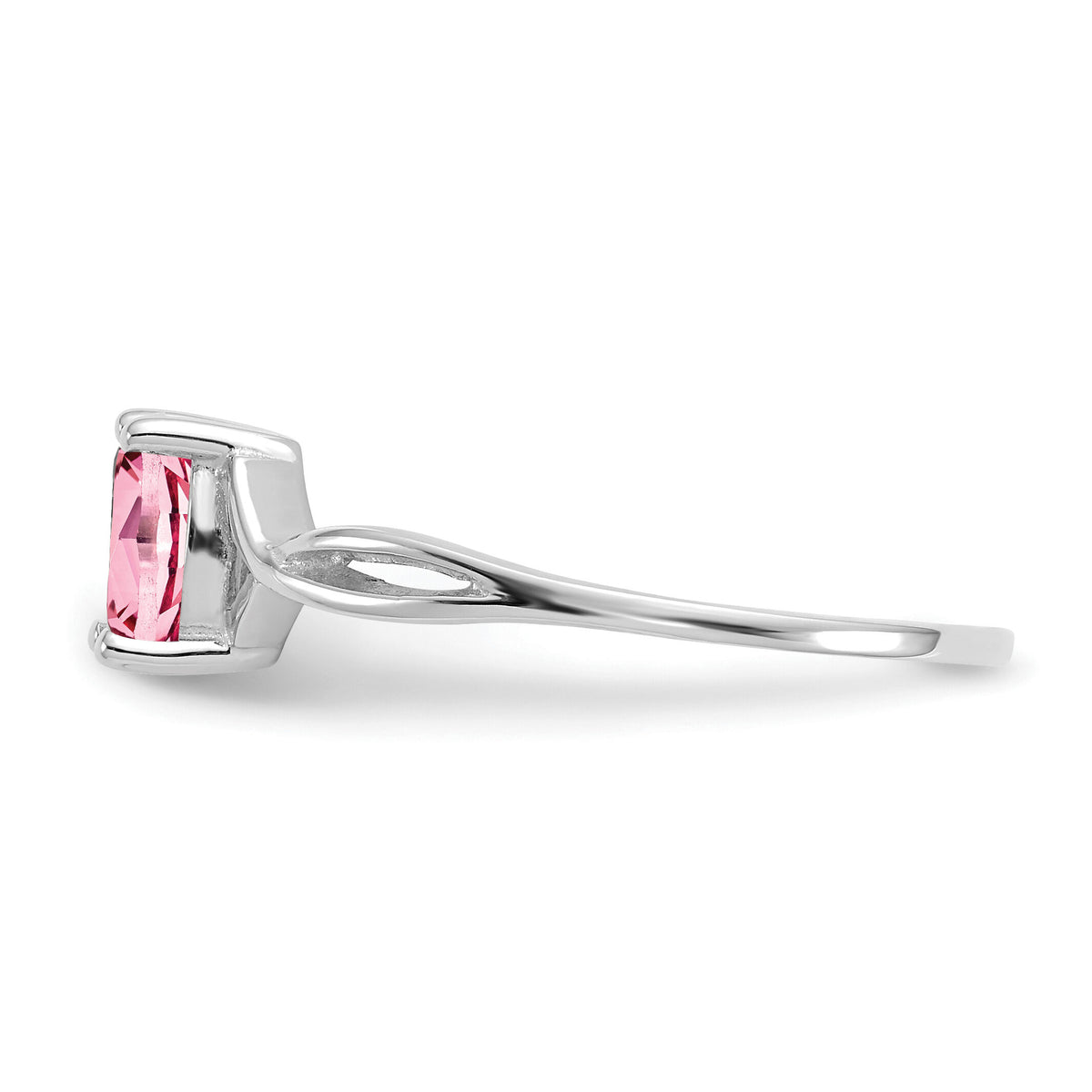 14k White Gold Pink Tourmaline Birthstone Ring-XBR429