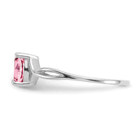 14k White Gold Pink Tourmaline Birthstone Ring-XBR429