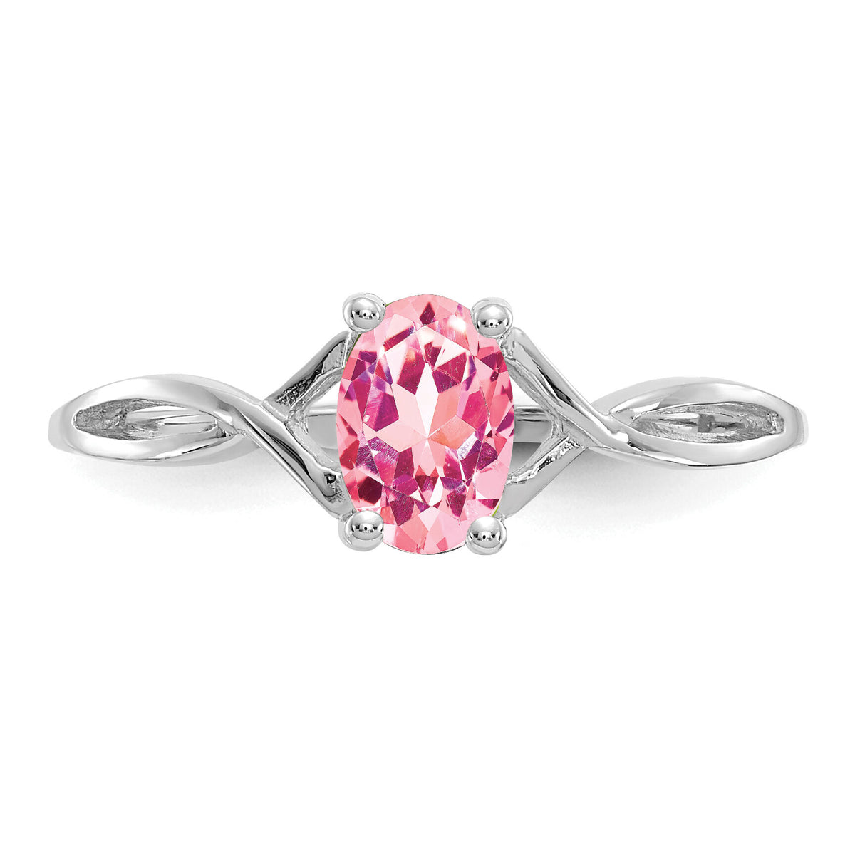 14k White Gold Pink Tourmaline Birthstone Ring-XBR429