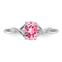 14k White Gold Pink Tourmaline Birthstone Ring-XBR429