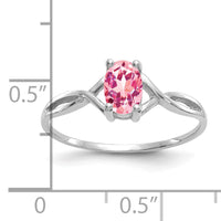 14k White Gold Pink Tourmaline Birthstone Ring-XBR429