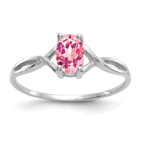 14k White Gold Pink Tourmaline Birthstone Ring-XBR429