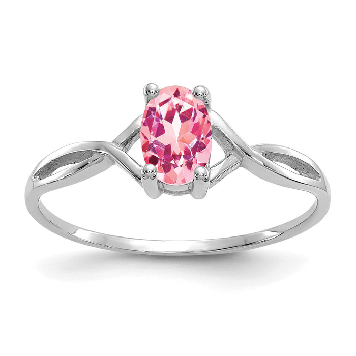 14k White Gold Pink Tourmaline Birthstone Ring-XBR429