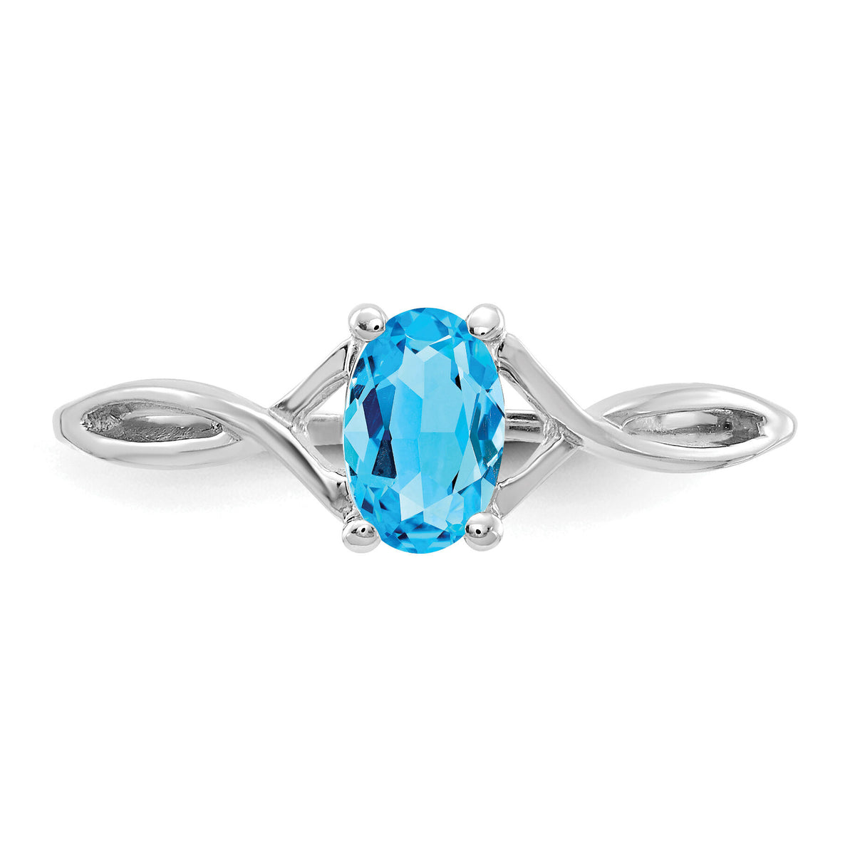 14k White Gold Blue Topaz Birthstone Ring-XBR431
