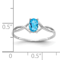 14k White Gold Blue Topaz Birthstone Ring-XBR431