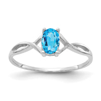 14k White Gold Blue Topaz Birthstone Ring-XBR431