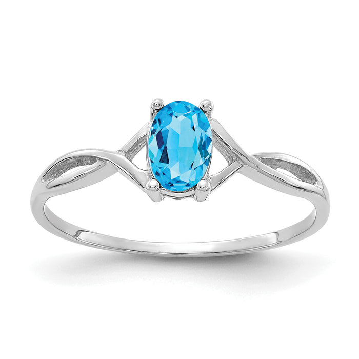 14k White Gold Blue Topaz Birthstone Ring-XBR431
