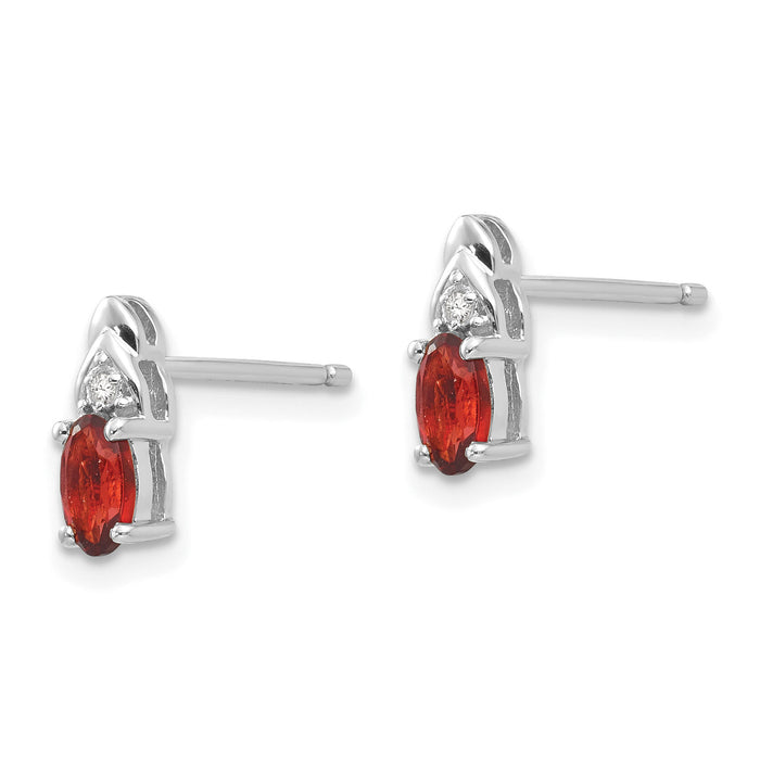 14k White Gold Garnet and Diamond Post Earrings-XBS226