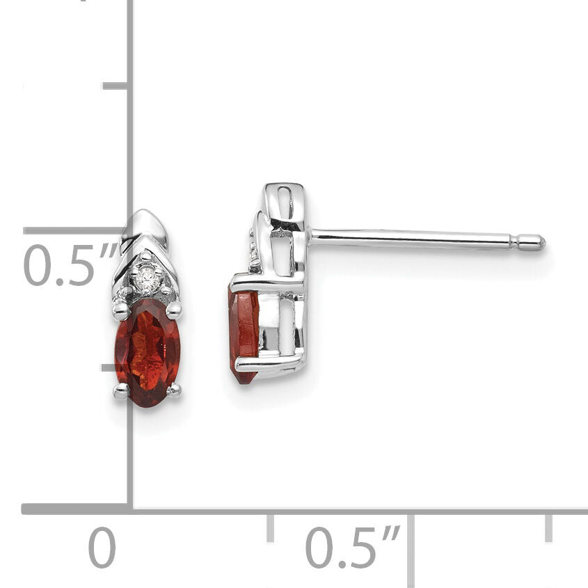 14k White Gold Garnet and Diamond Post Earrings-XBS226