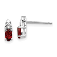 14k White Gold Garnet and Diamond Post Earrings-XBS226