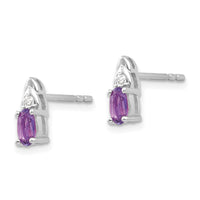 14k White Gold Amethyst and Diamond Post Earrings-XBS227