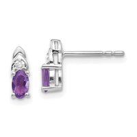 14k White Gold Amethyst and Diamond Post Earrings-XBS227