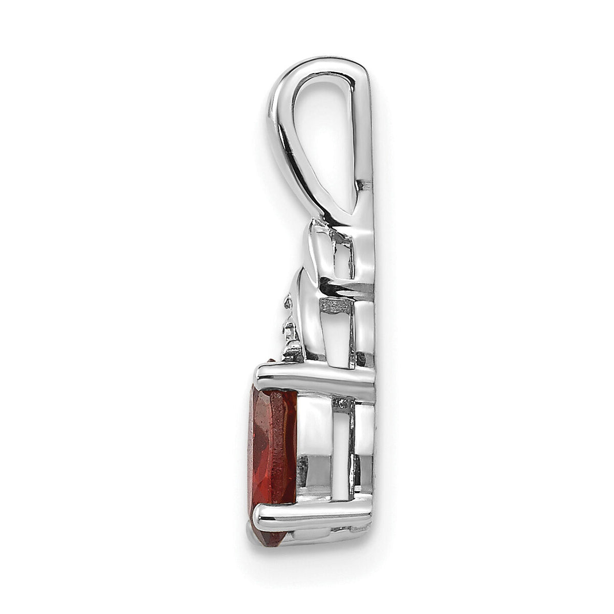 14k White Gold Garnet and Diamond Pendant-XBS228