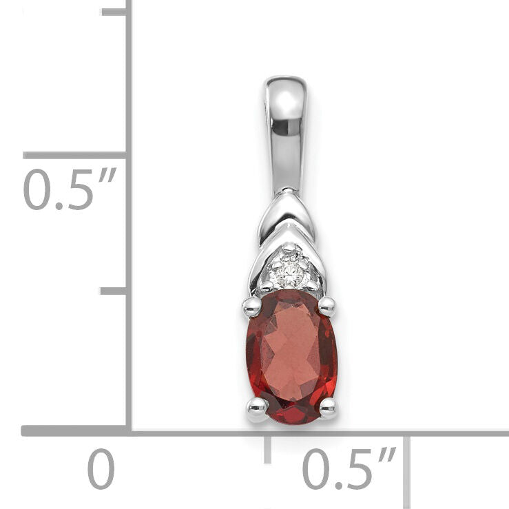 14k White Gold Garnet and Diamond Pendant-XBS228