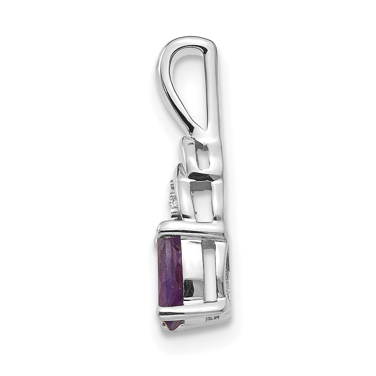 14k White Gold Amethyst and Diamond Pendant-XBS229