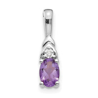 14k White Gold Amethyst and Diamond Pendant-XBS229