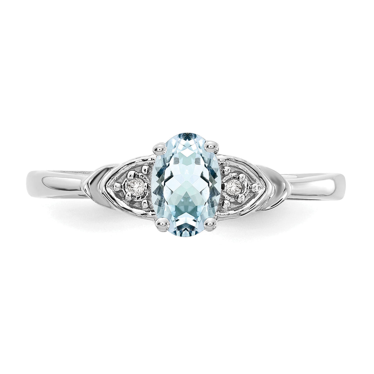 14k White Gold Aquamarine and Diamond Ring-XBS230