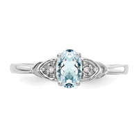 14k White Gold Aquamarine and Diamond Ring-XBS230