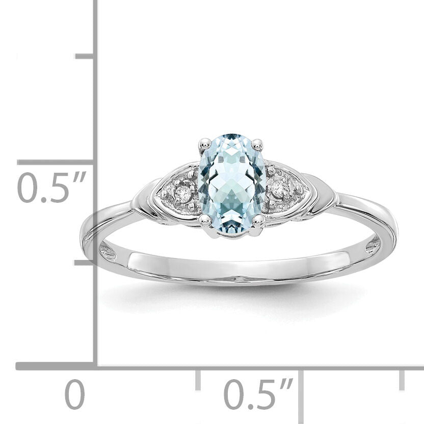 14k White Gold Aquamarine and Diamond Ring-XBS230