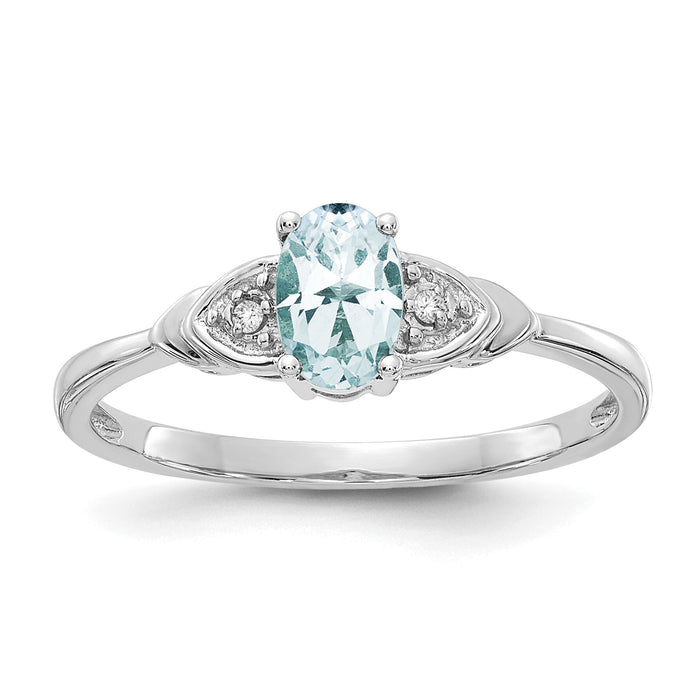 14k White Gold Aquamarine and Diamond Ring-XBS230