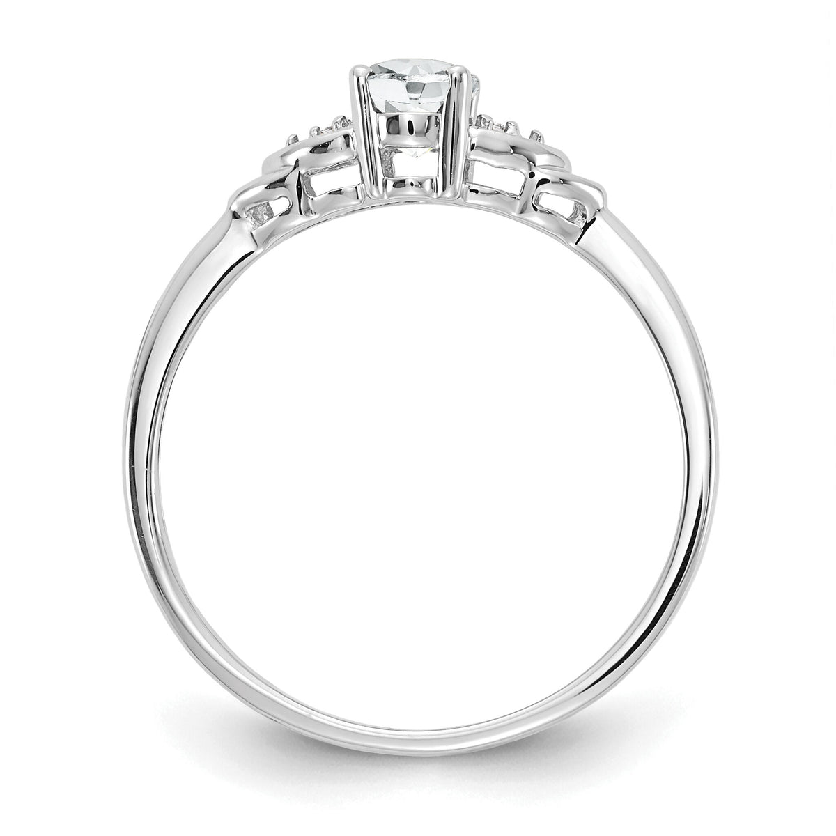 14k White Gold White Topaz and Diamond Ring-XBS231