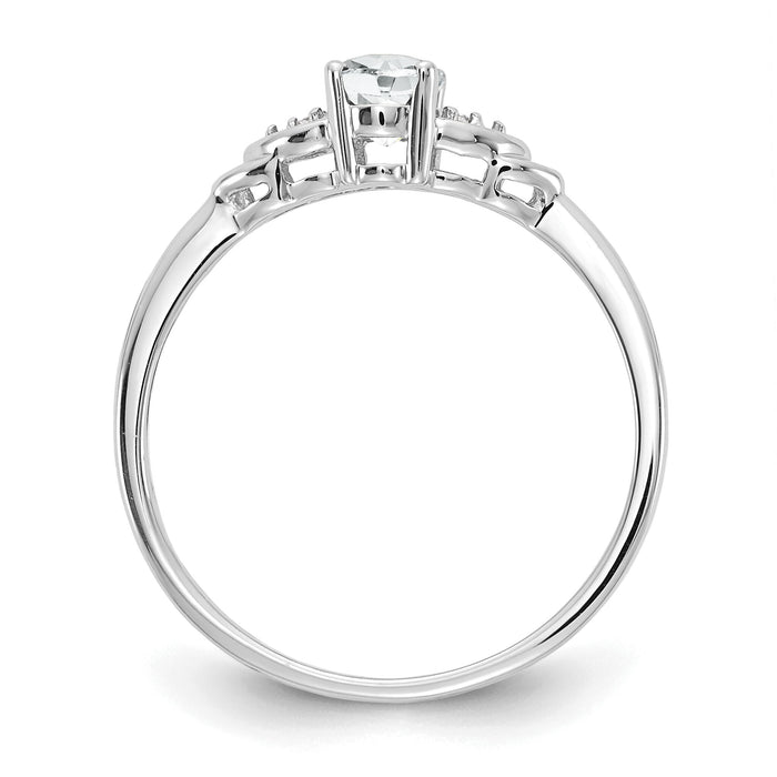 14k White Gold White Topaz and Diamond Ring-XBS231