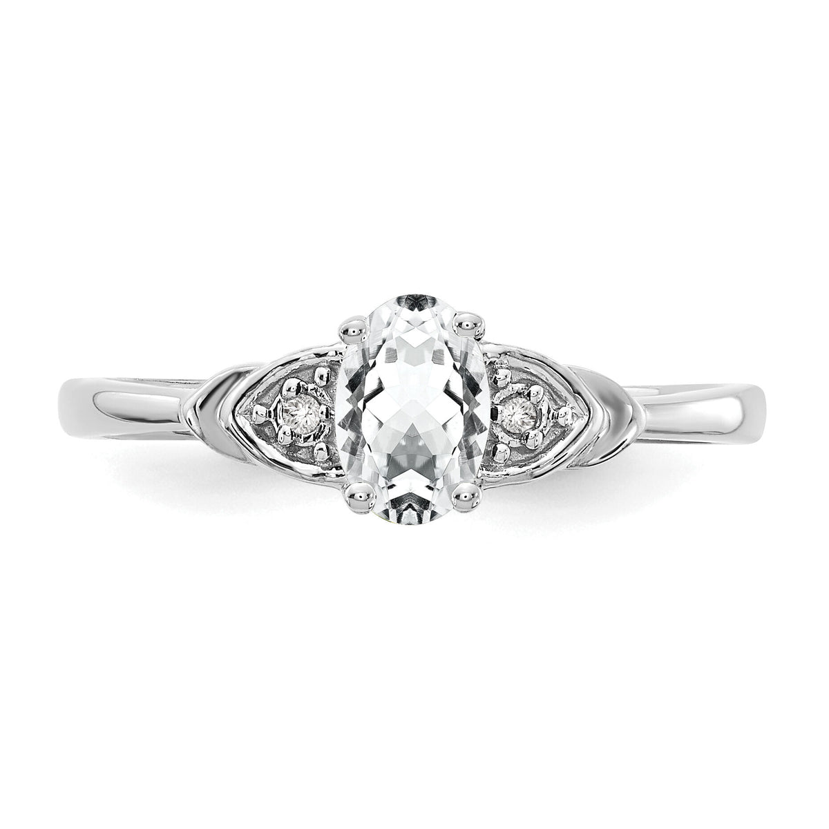 14k White Gold White Topaz and Diamond Ring-XBS231