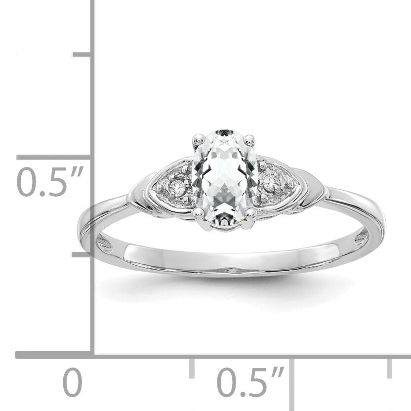 14k White Gold White Topaz and Diamond Ring-XBS231