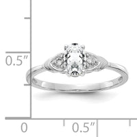 14k White Gold White Topaz and Diamond Ring-XBS231