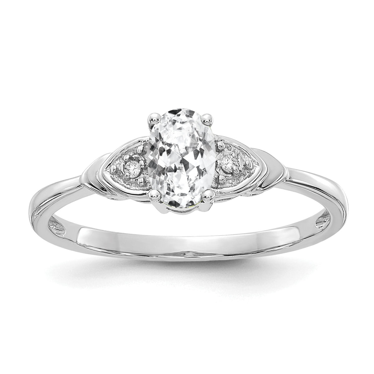 14k White Gold White Topaz and Diamond Ring-XBS231