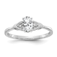14k White Gold White Topaz and Diamond Ring-XBS231
