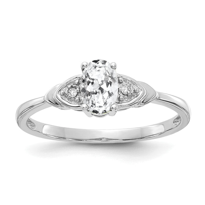 14k White Gold White Topaz and Diamond Ring-XBS231