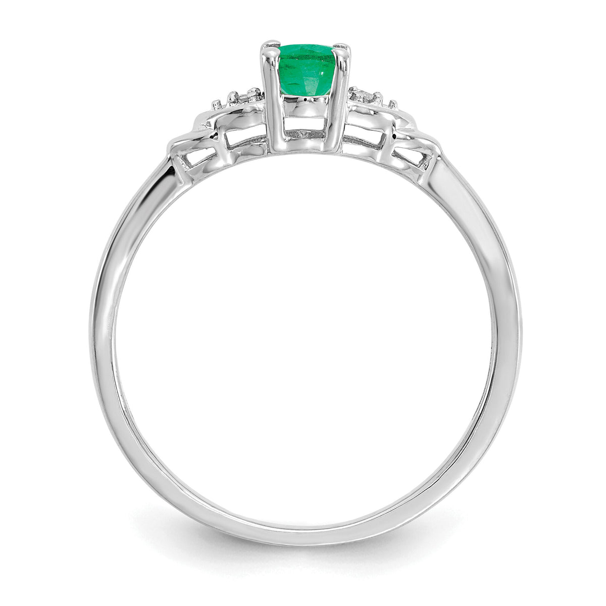 14k White Gold Emerald and Diamond Ring-XBS232
