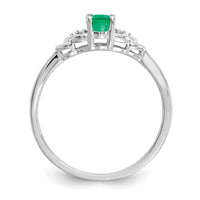 14k White Gold Emerald and Diamond Ring-XBS232