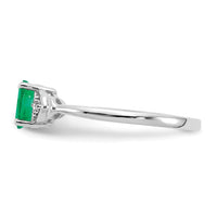 14k White Gold Emerald and Diamond Ring-XBS232