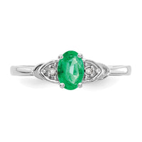 14k White Gold Emerald and Diamond Ring-XBS232
