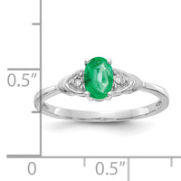 14k White Gold Emerald and Diamond Ring-XBS232