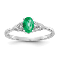 14k White Gold Emerald and Diamond Ring-XBS232