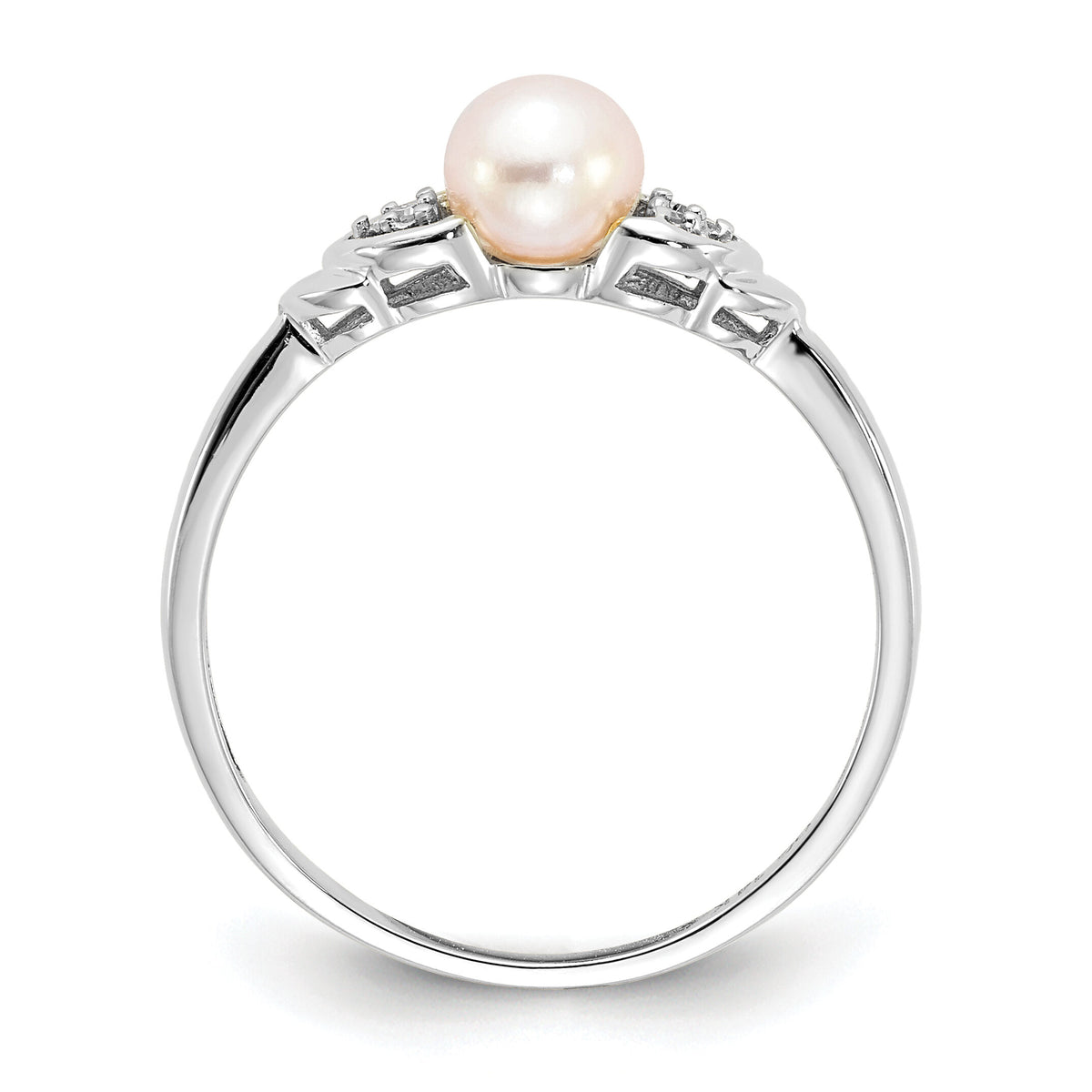 14k White Gold FW Cultured Pearl and Diamond Ring-XBS233
