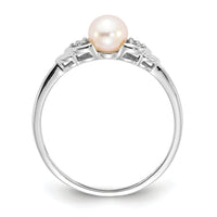 14k White Gold FW Cultured Pearl and Diamond Ring-XBS233