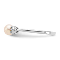 14k White Gold FW Cultured Pearl and Diamond Ring-XBS233