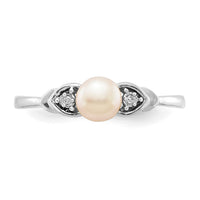 14k White Gold FW Cultured Pearl and Diamond Ring-XBS233