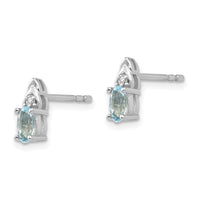 14k White Gold Aquamarine and Diamond Post Earrings-XBS235