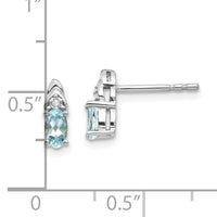14k White Gold Aquamarine and Diamond Post Earrings-XBS235