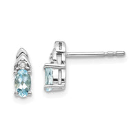14k White Gold Aquamarine and Diamond Post Earrings-XBS235