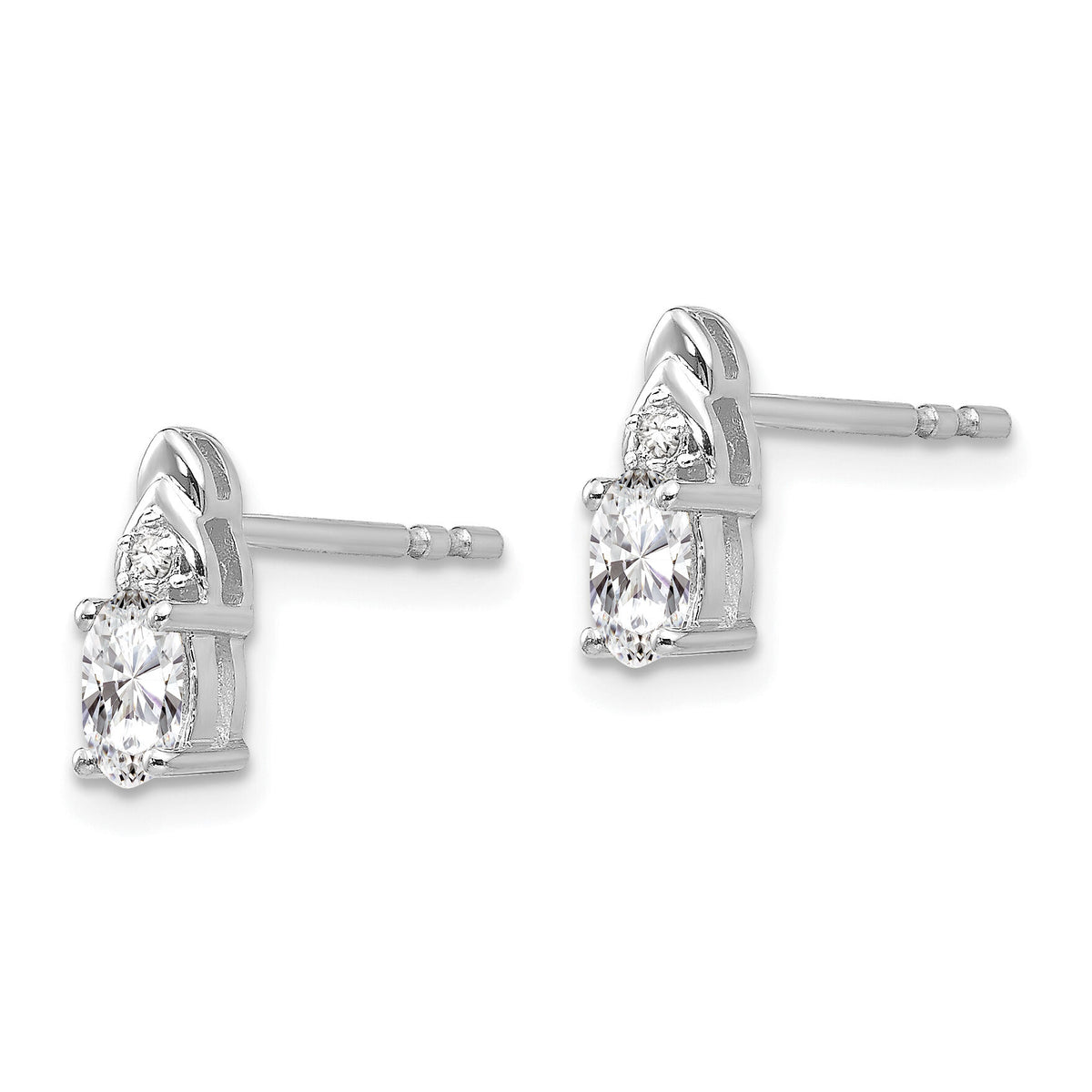 14k White Gold White Topaz and Diamond Post Earrings-XBS236