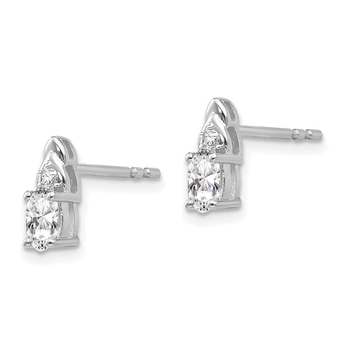 14k White Gold White Topaz and Diamond Post Earrings-XBS236