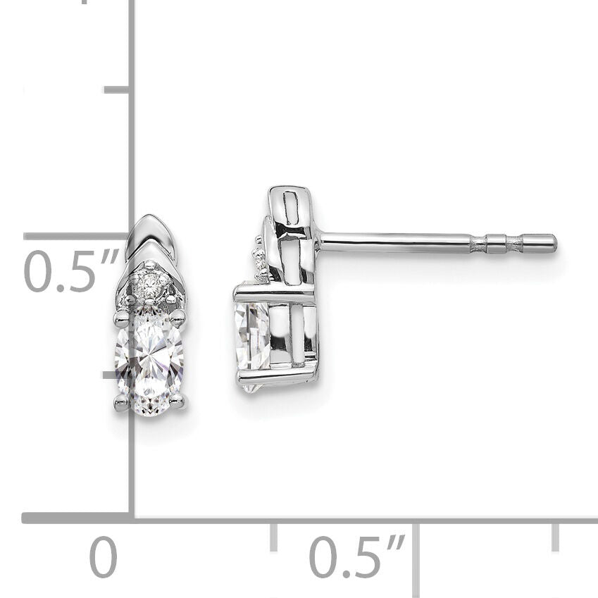 14k White Gold White Topaz and Diamond Post Earrings-XBS236