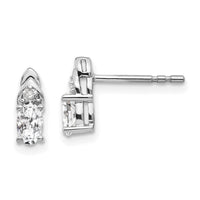 14k White Gold White Topaz and Diamond Post Earrings-XBS236